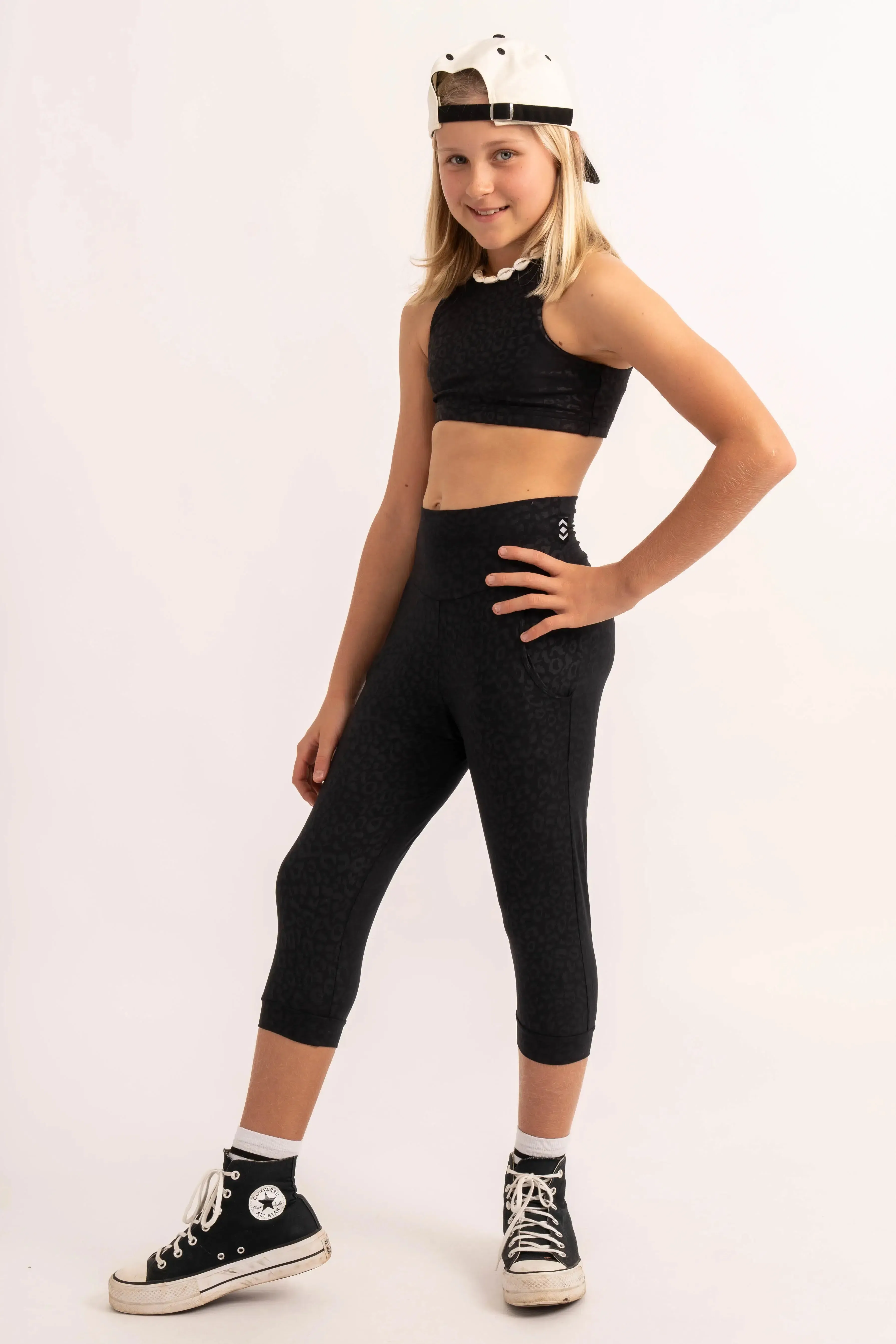 Soft To Touch Kids Jogger Capris - Black Exotic Touch Jag