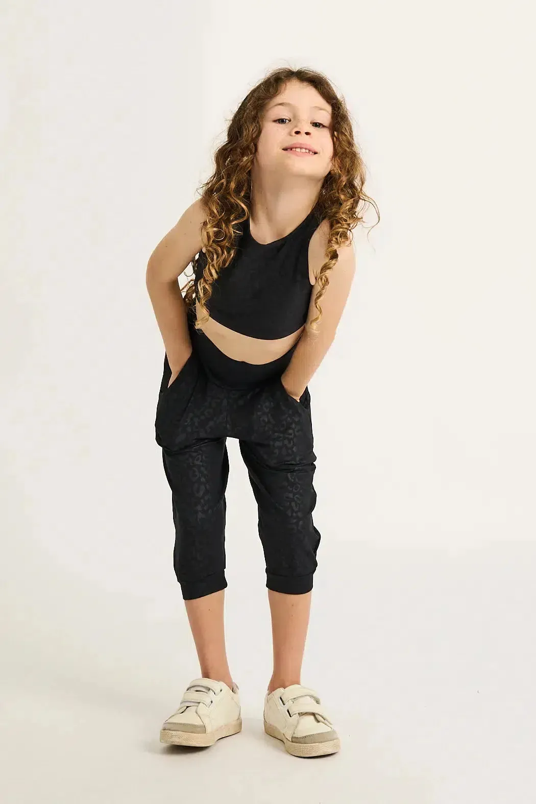 Soft To Touch Kids Jogger Capris - Black Exotic Touch Jag