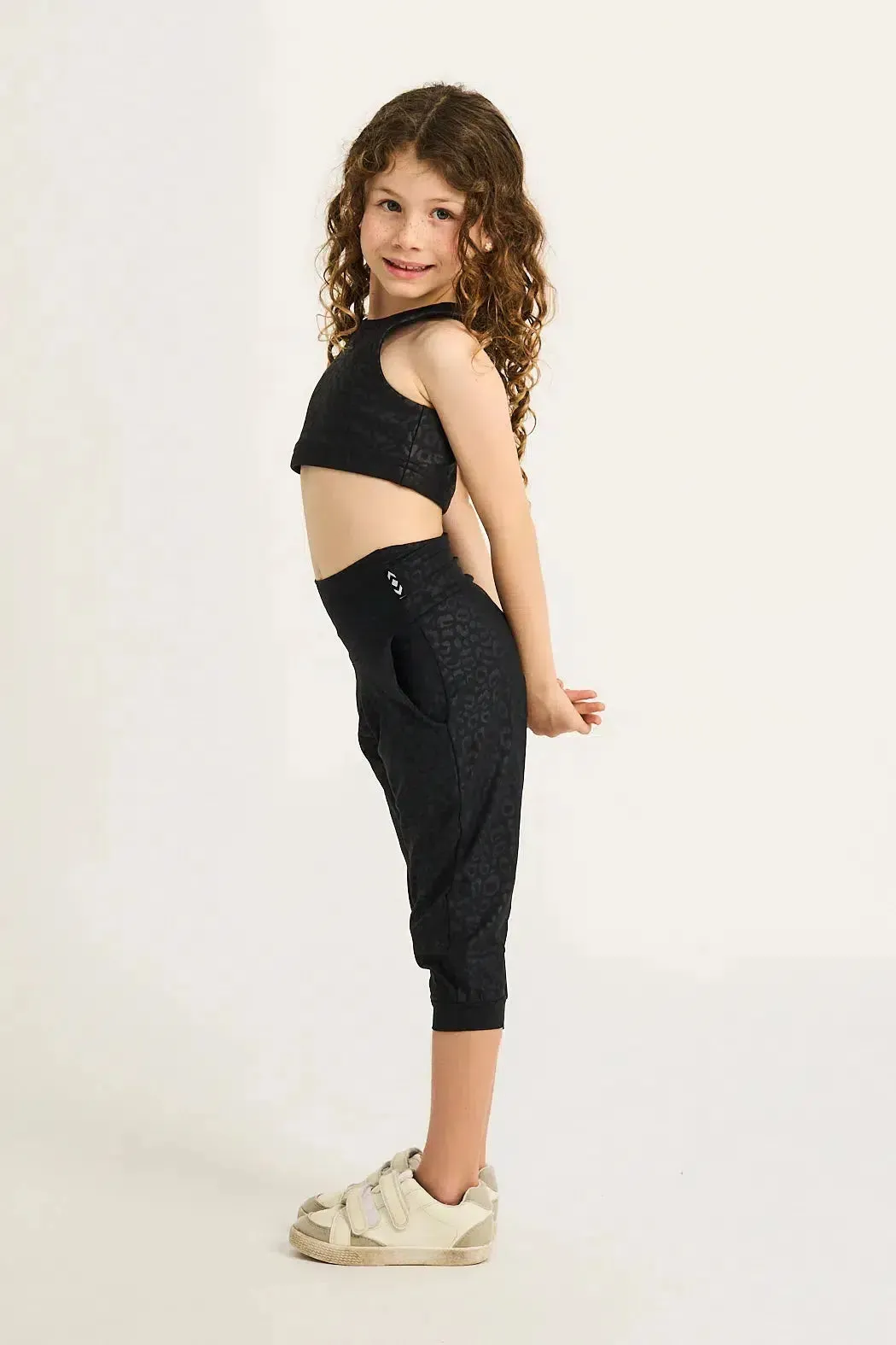 Soft To Touch Kids Jogger Capris - Black Exotic Touch Jag