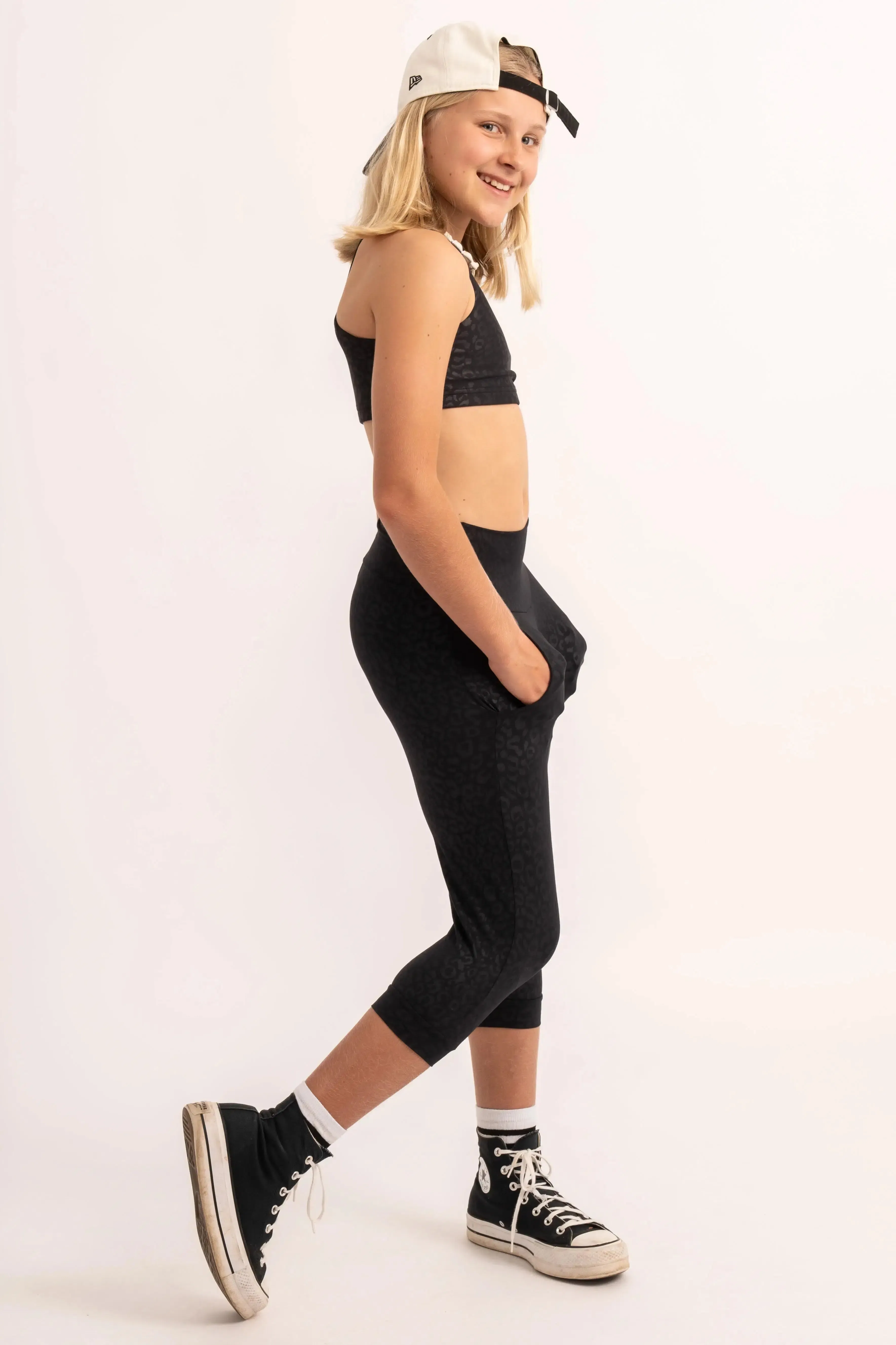 Soft To Touch Kids Jogger Capris - Black Exotic Touch Jag