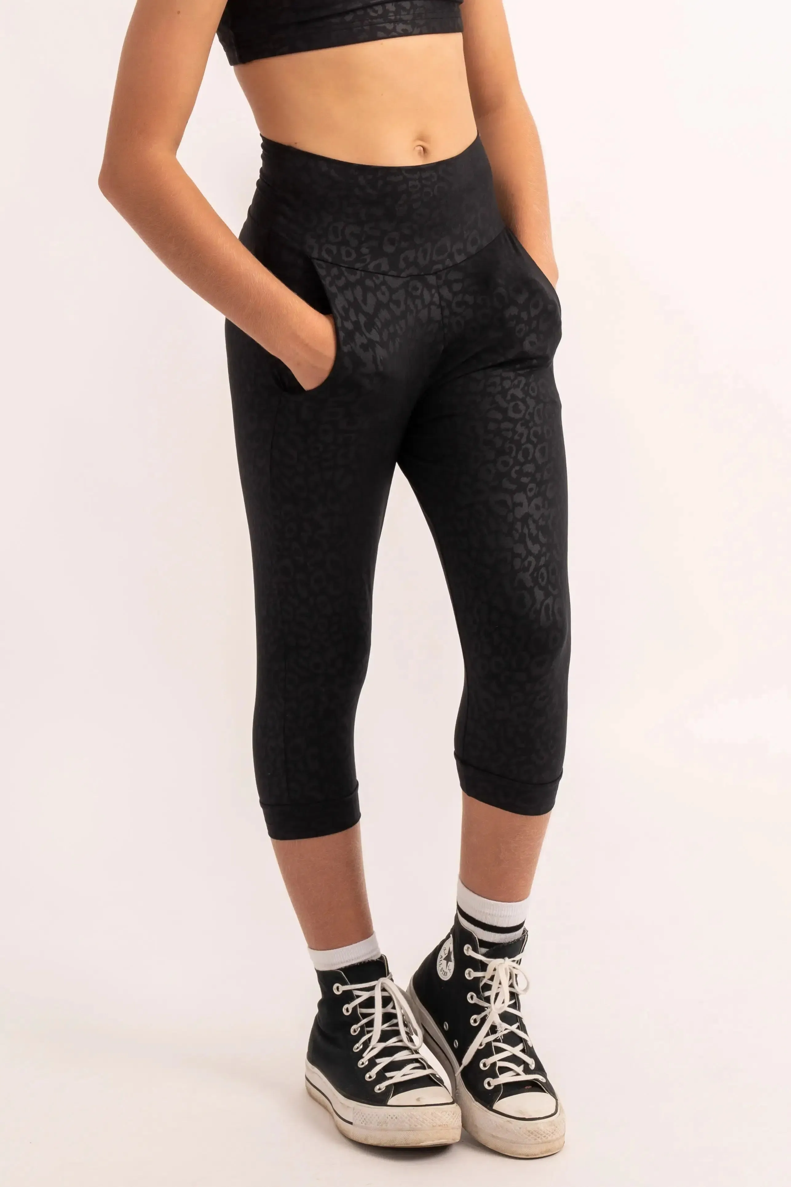 Soft To Touch Kids Jogger Capris - Black Exotic Touch Jag