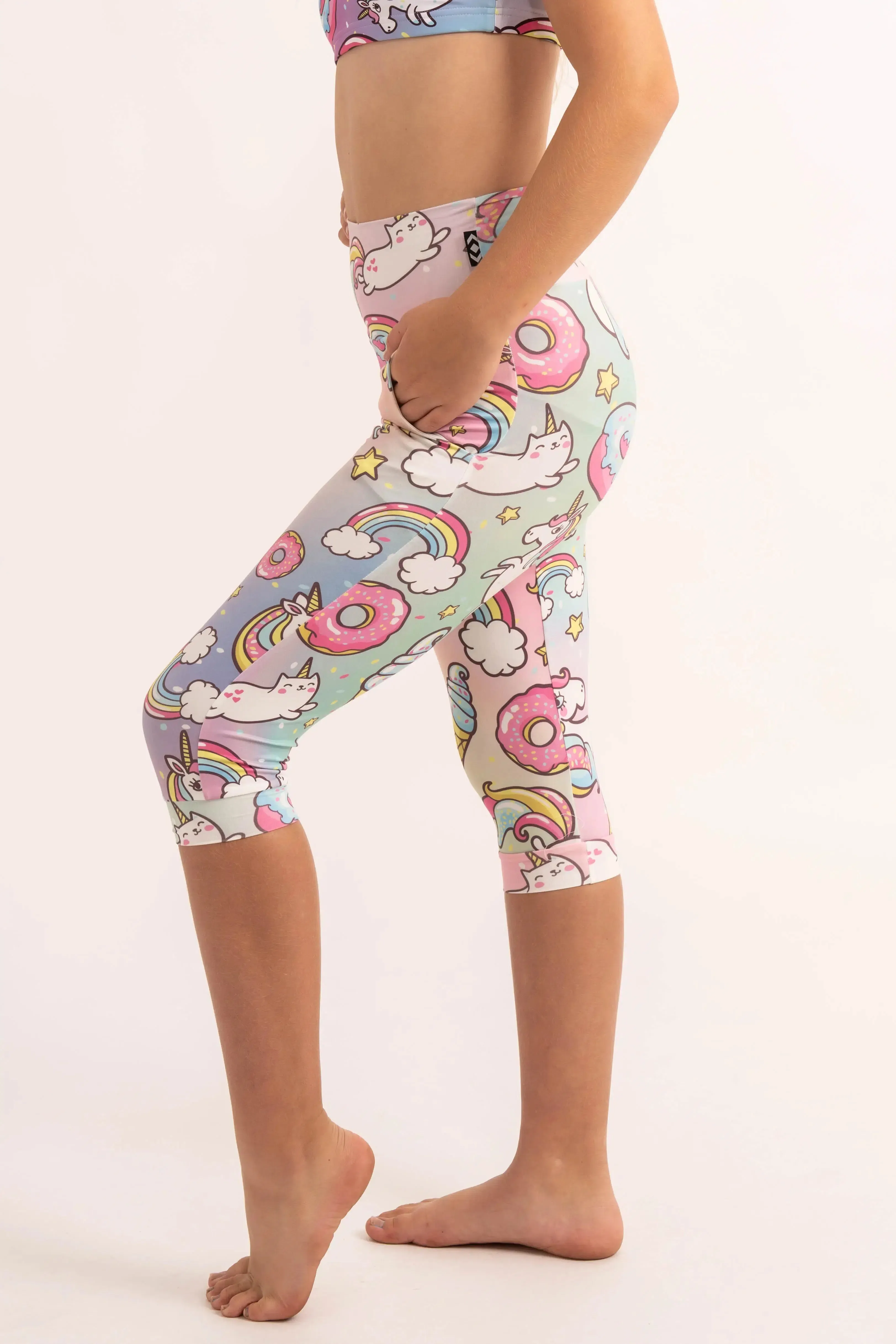 Soft To Touch Kids Jogger Capris - Unicorn
