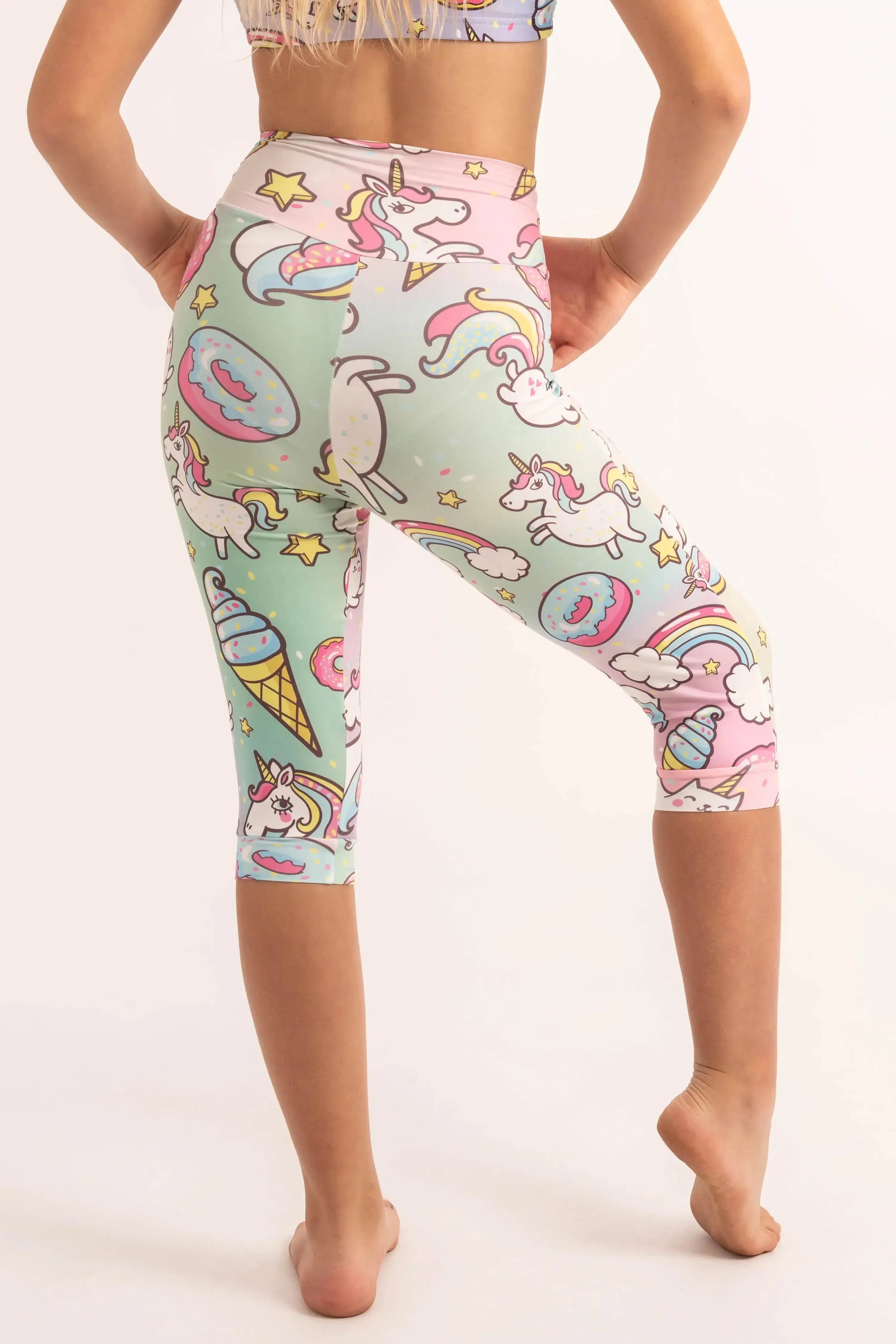 Soft To Touch Kids Jogger Capris - Unicorn