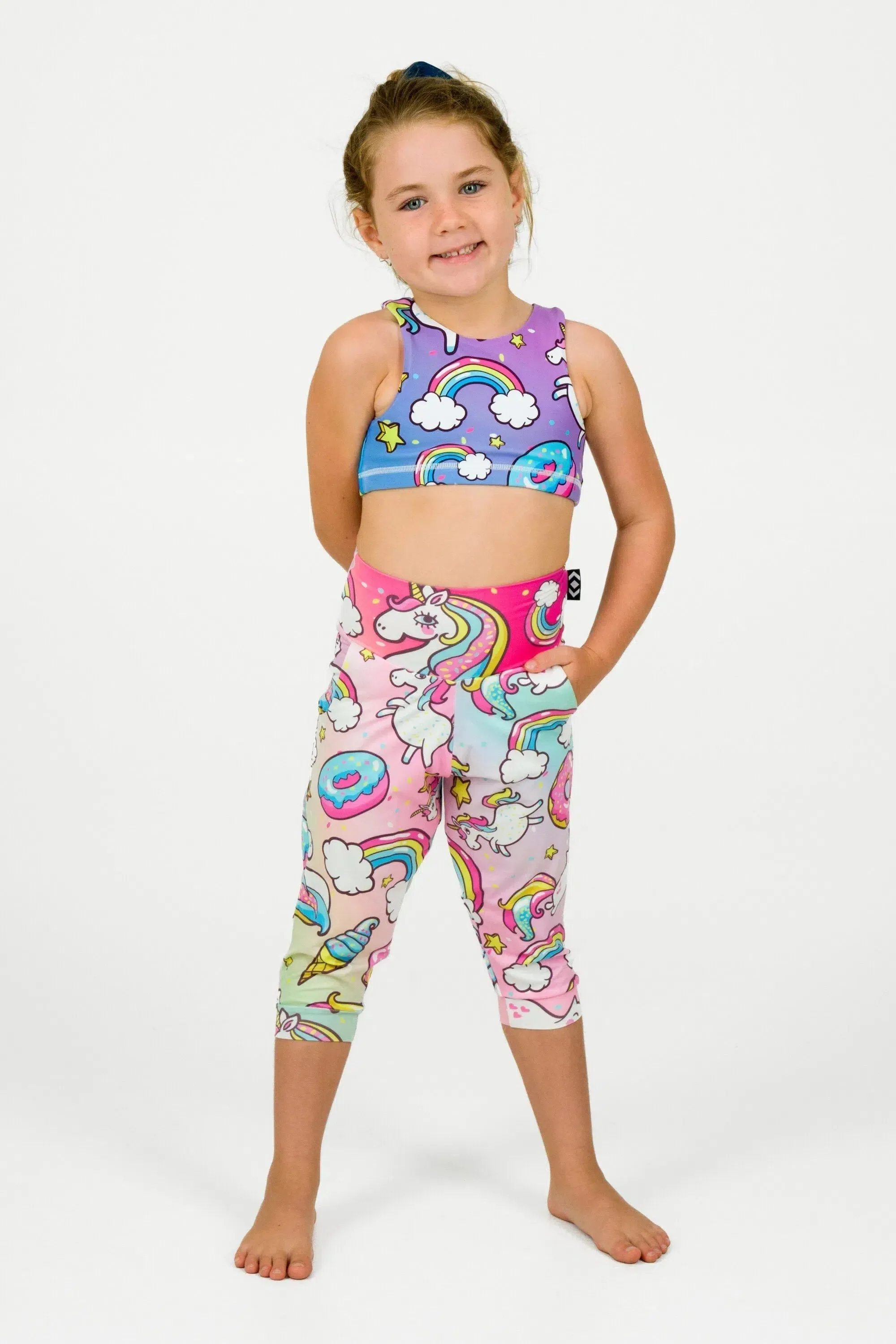 Soft To Touch Kids Jogger Capris - Unicorn