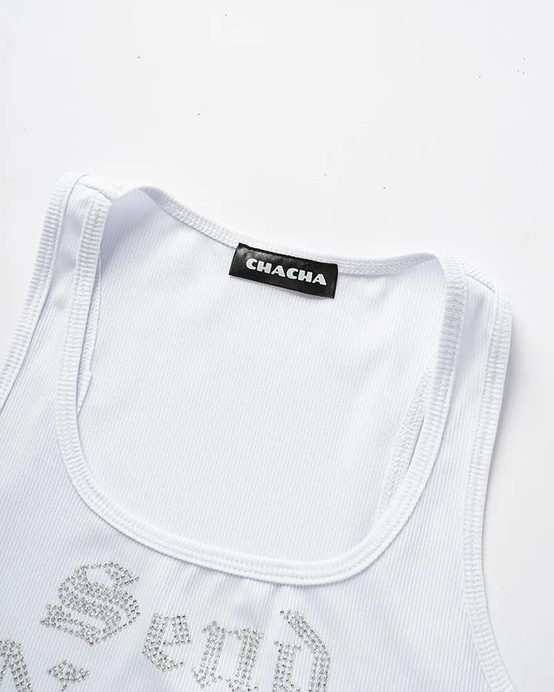 Solicited Send Nudez Diamante Tank Top