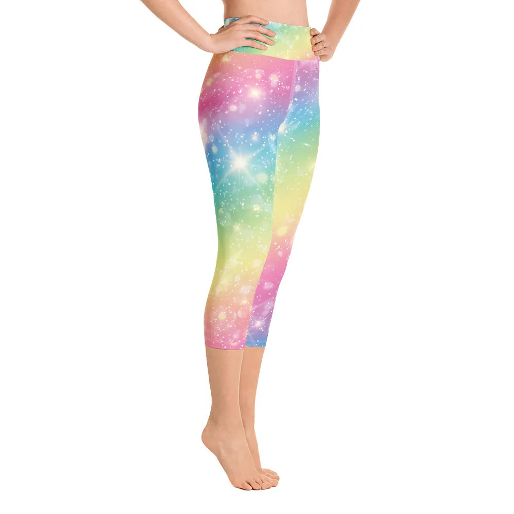 Sparkly Rainbow - Yoga Capri Leggings