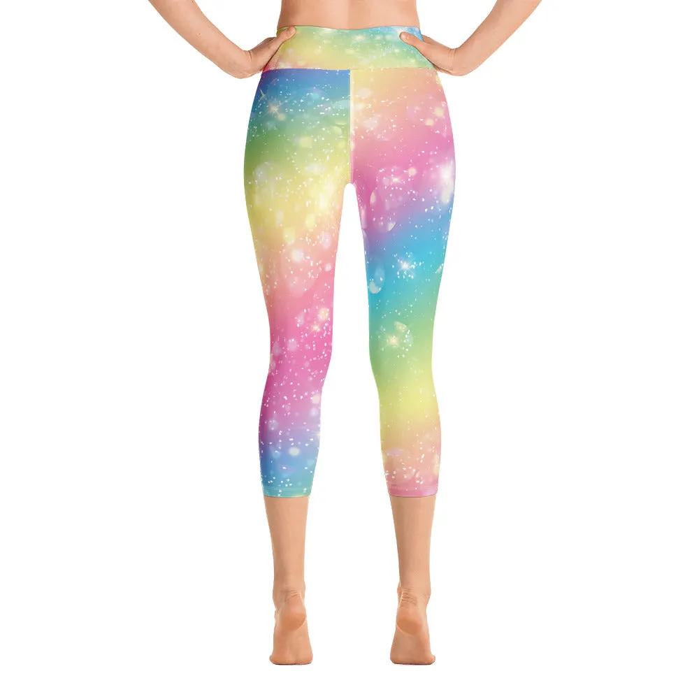 Sparkly Rainbow - Yoga Capri Leggings
