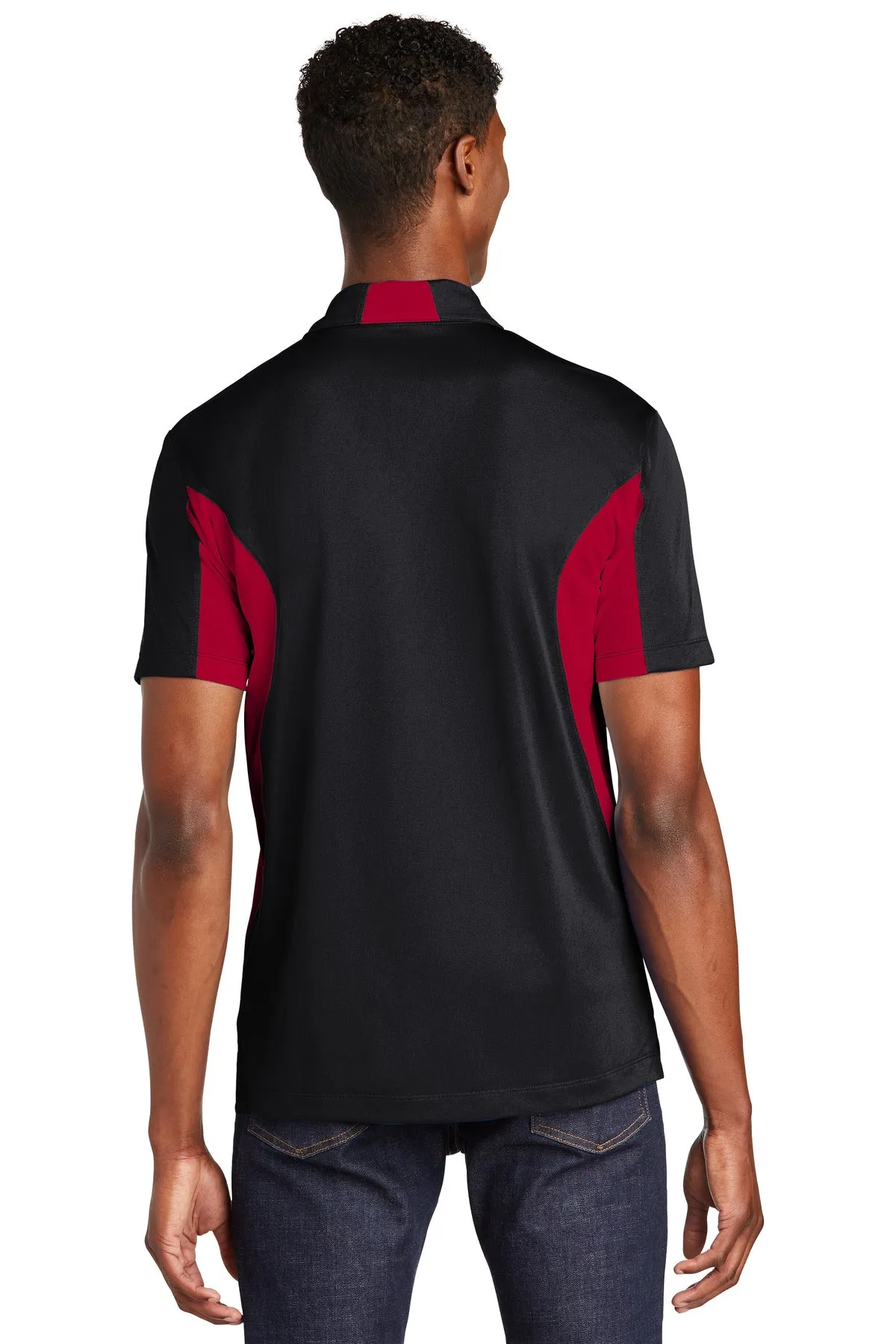 Sport-Tek Side Blocked Micropique Sport-Wick Polo. ST655 Black/ Deep Red