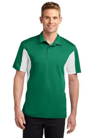 Sport-Tek Side Blocked Micropique Sport-Wick Polo. ST655 Kelly Green/ White
