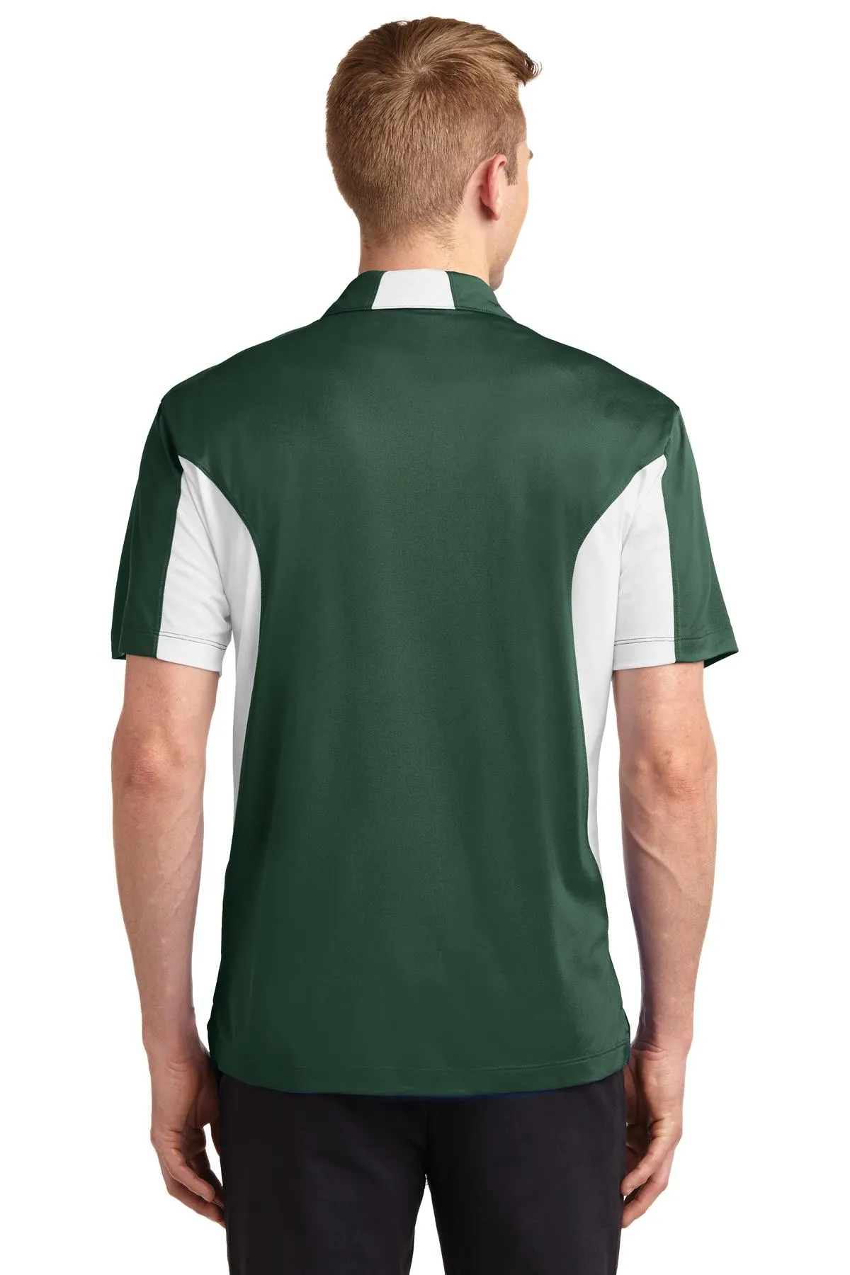Sport-Tek Tall Side Blocked Micropique Sport-Wick Polo. TST655 Forest Green/ White Tall