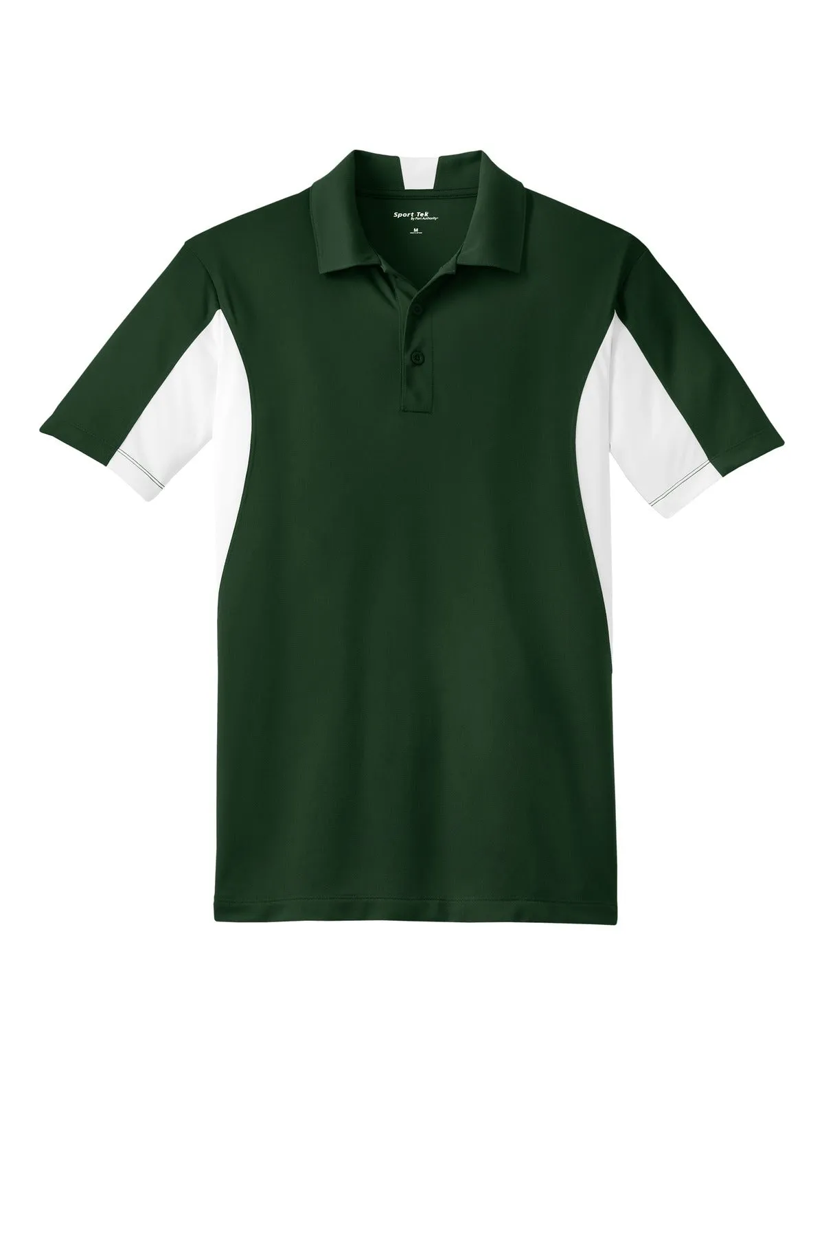 Sport-Tek Tall Side Blocked Micropique Sport-Wick Polo. TST655 Forest Green/ White Tall