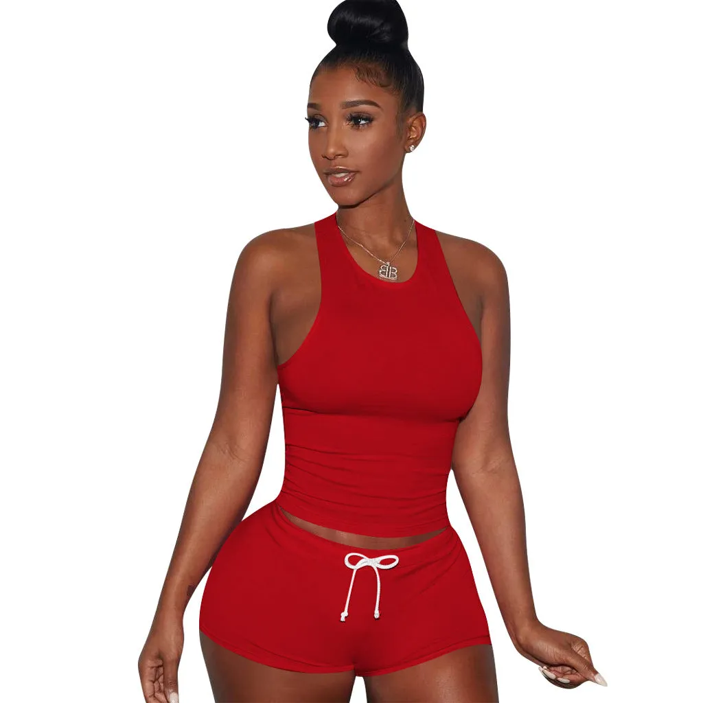 Street Style Breathable Sweat Absorbing Sport Pants Suit Two-Piece Cotton