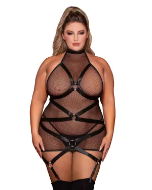 Stretch Fishnet Halter Garter Slip Curvy Size