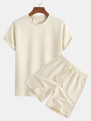 Striped Jacquard T-Shirt & Shorts Set