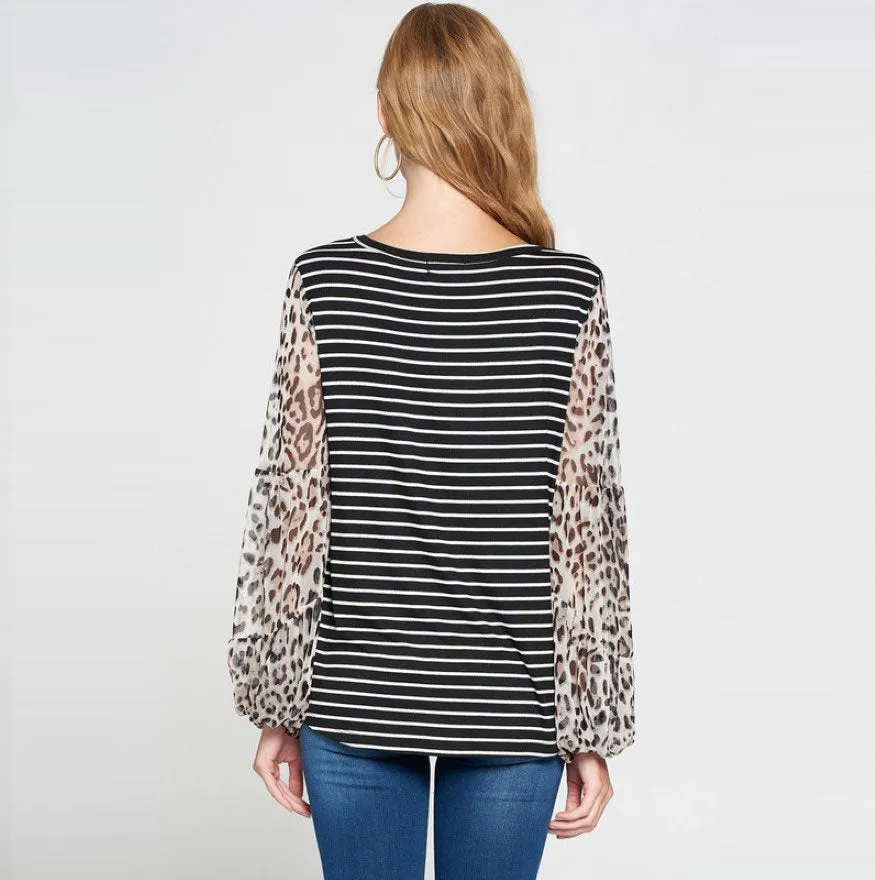 StripedMix Jersey Knit Top