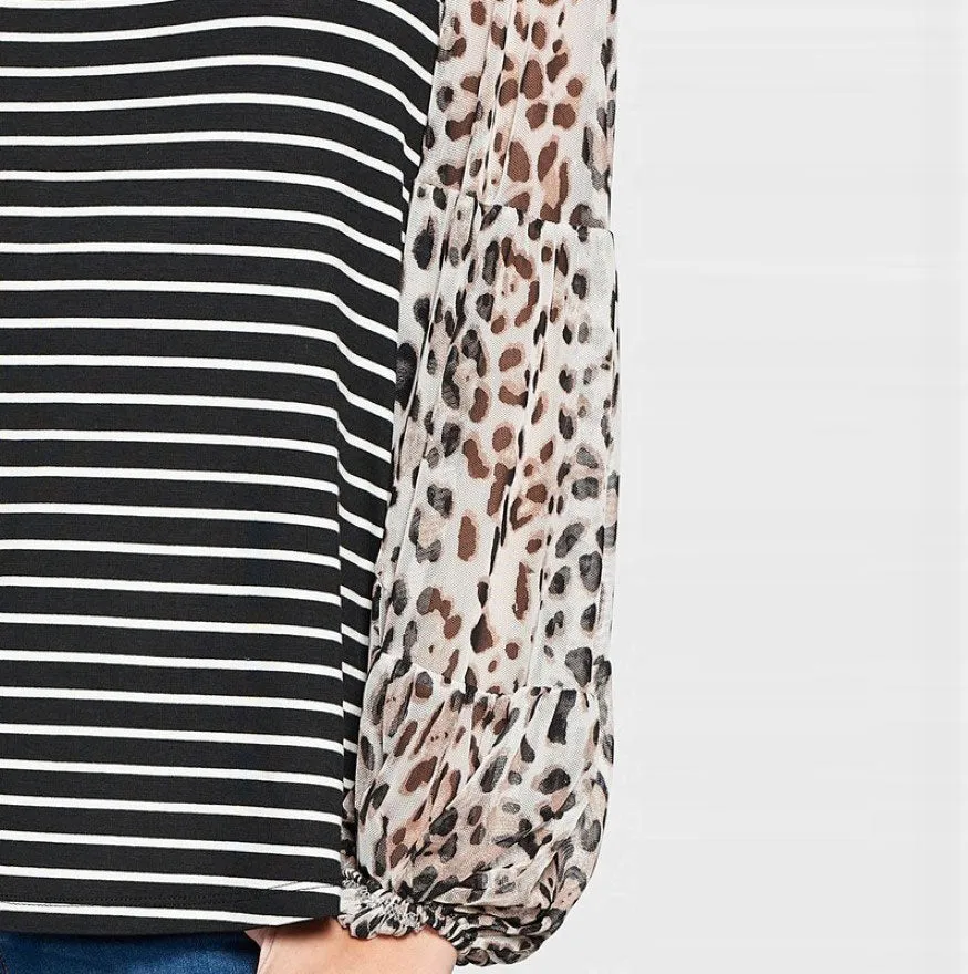 StripedMix Jersey Knit Top