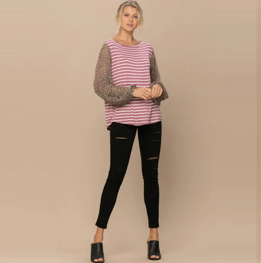StripedMix Jersey Knit Top