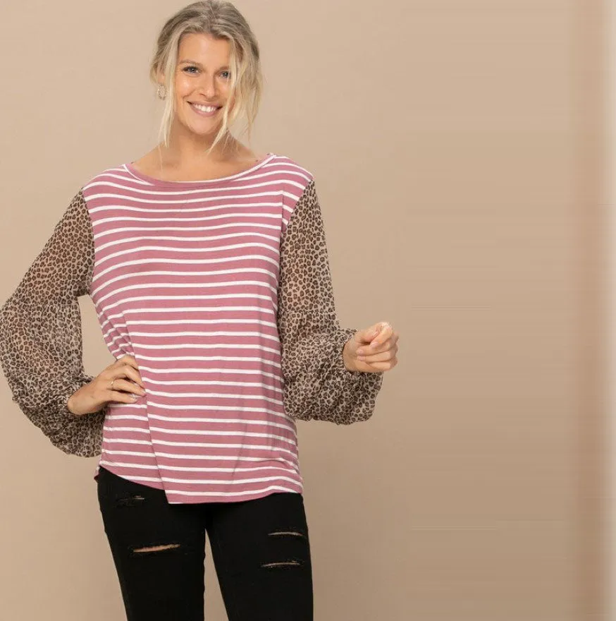 StripedMix Jersey Knit Top