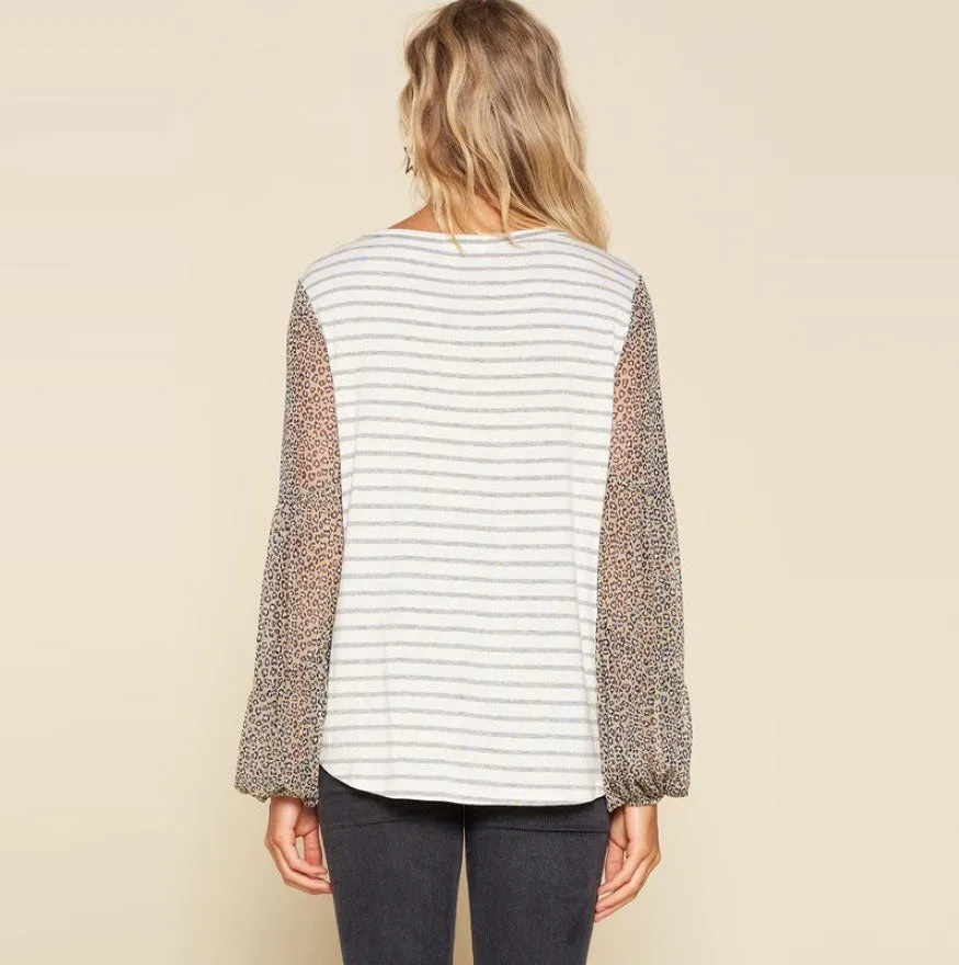 StripedMix Jersey Knit Top