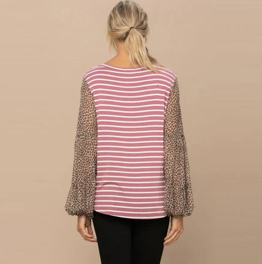 StripedMix Jersey Knit Top