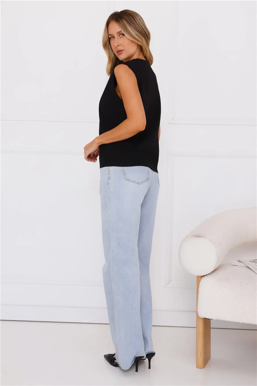 Stylish Side Knit Vest Black