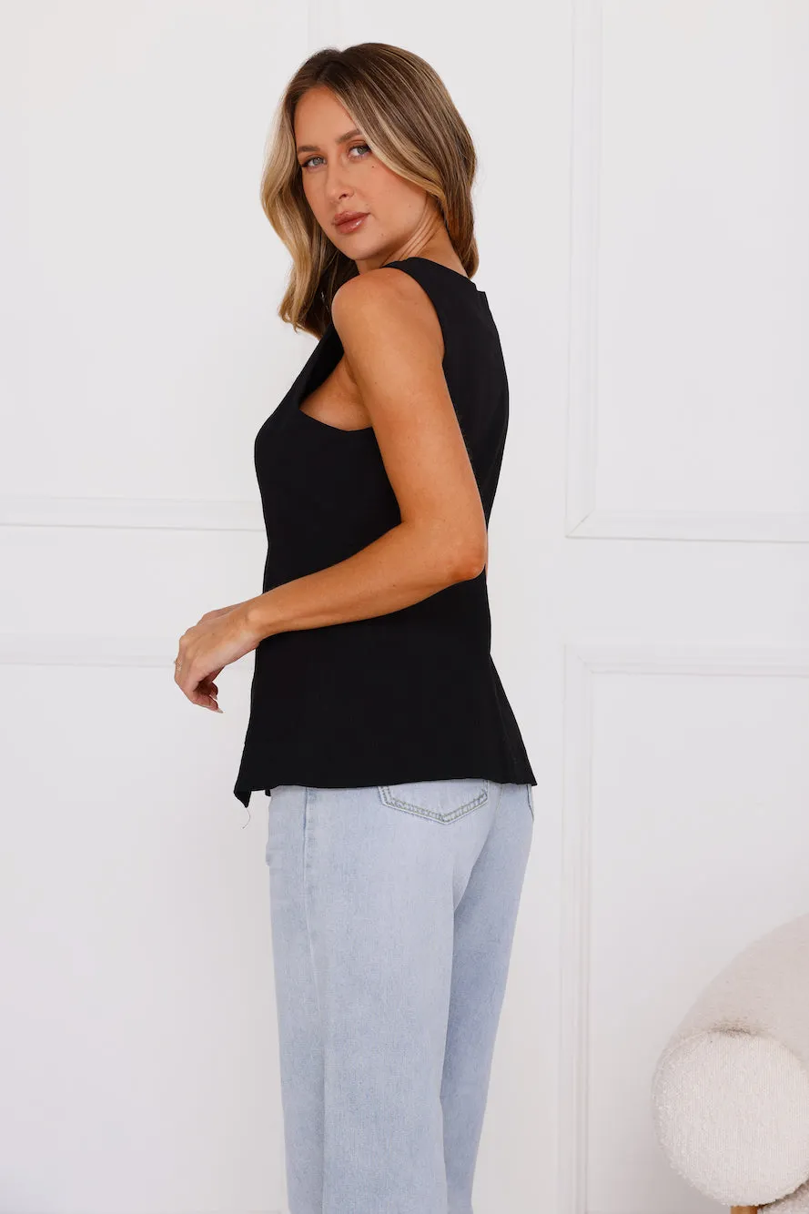 Stylish Side Knit Vest Black