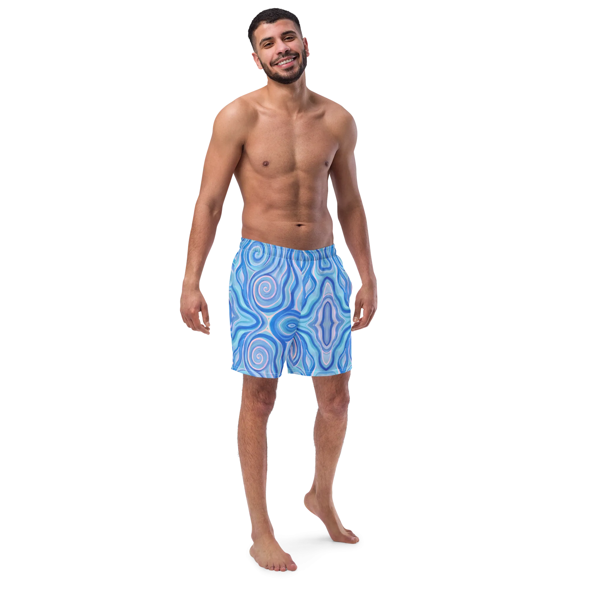 Swim Trunks ( Secret Internal Pocket)- "Aqua" Design