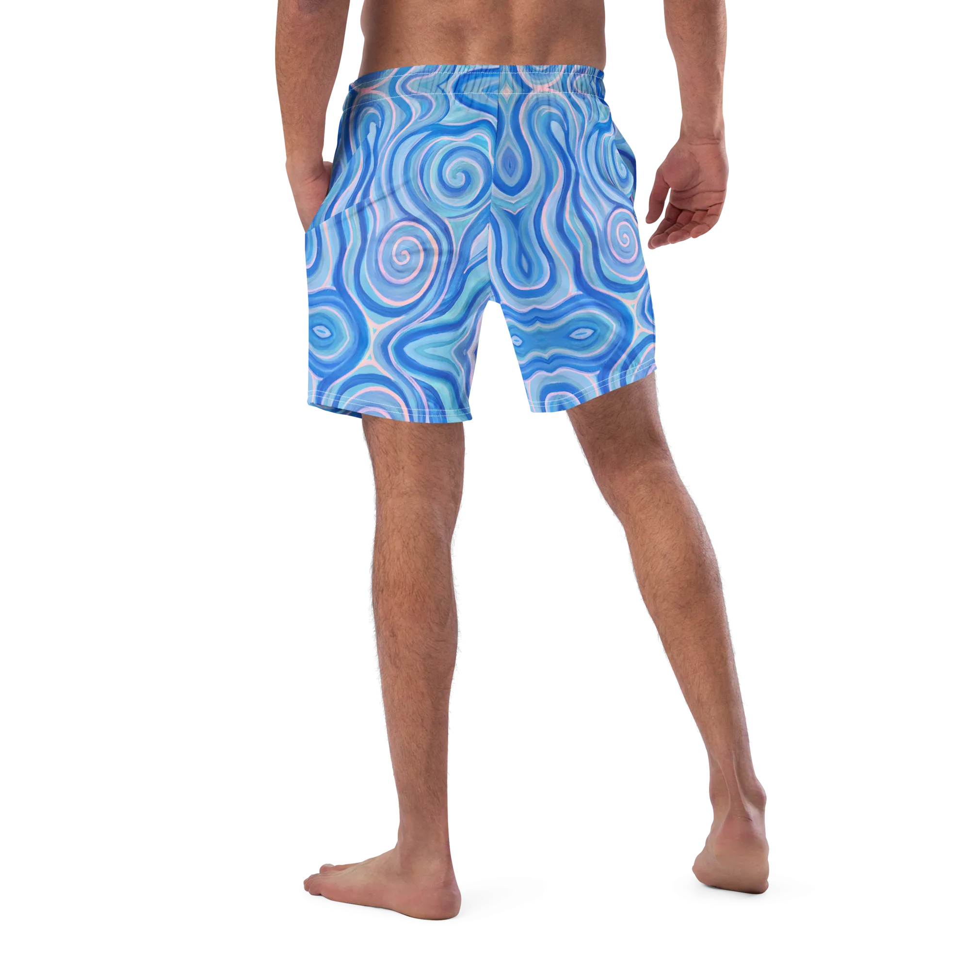Swim Trunks ( Secret Internal Pocket)- "Aqua" Design