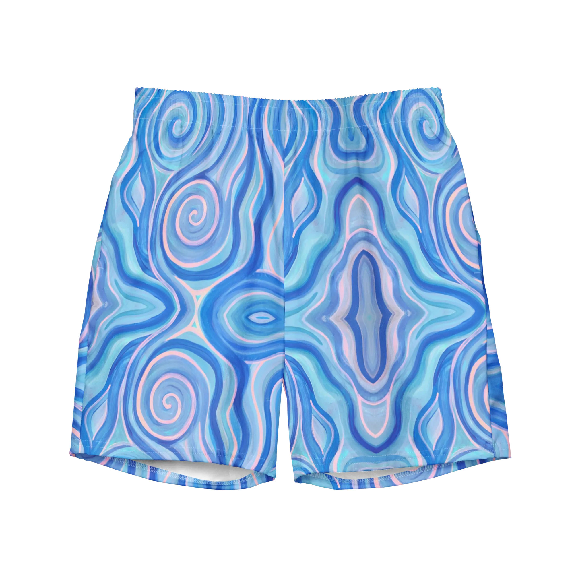 Swim Trunks ( Secret Internal Pocket)- "Aqua" Design