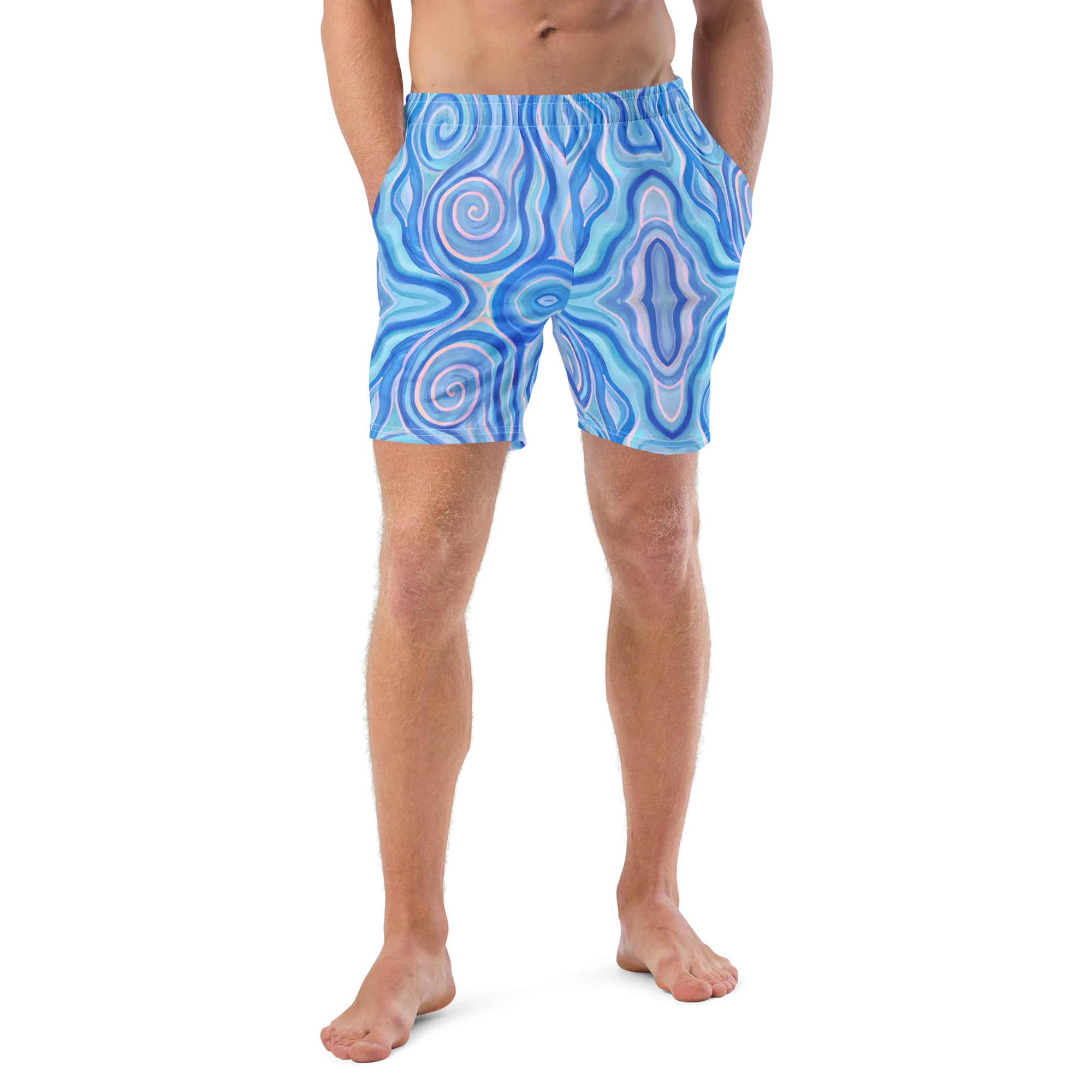 Swim Trunks ( Secret Internal Pocket)- "Aqua" Design