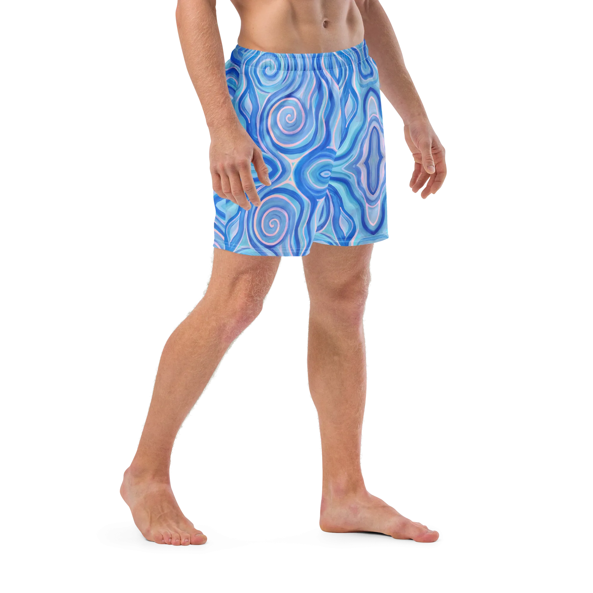 Swim Trunks ( Secret Internal Pocket)- "Aqua" Design
