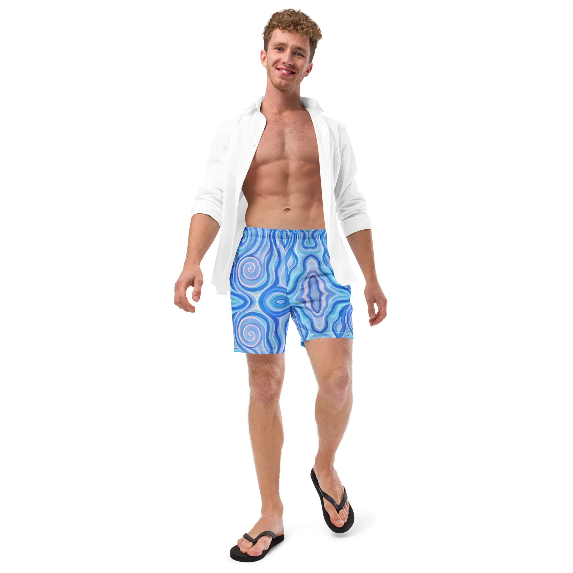Swim Trunks ( Secret Internal Pocket)- "Aqua" Design