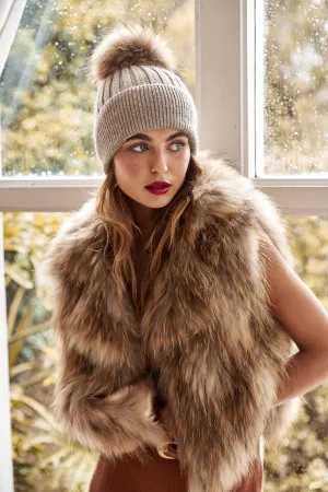 Sylvie Cropped Fur Vest in Natural