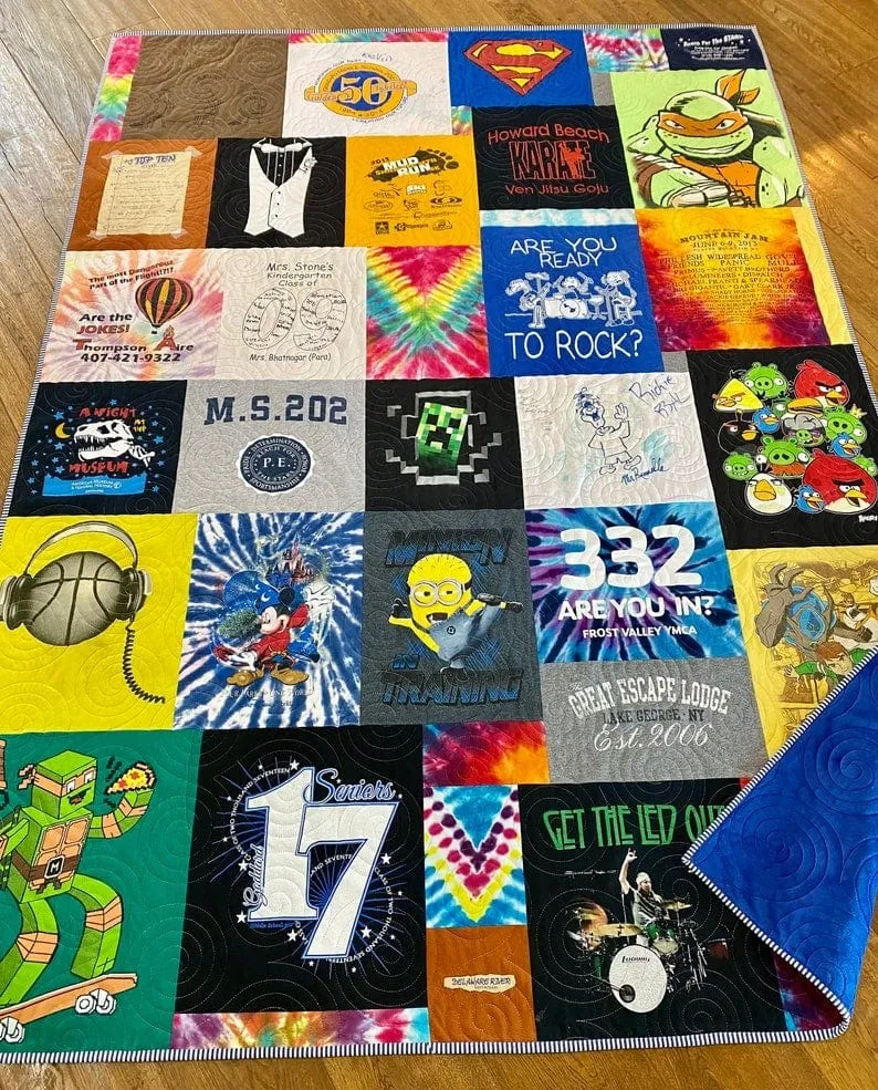 T-Shirt Quilt DEPOSIT Custom Memory Blanket Graduation Gift Tee Handmade Keepsake Personalized Modern Design Sport Clothing College Birthday