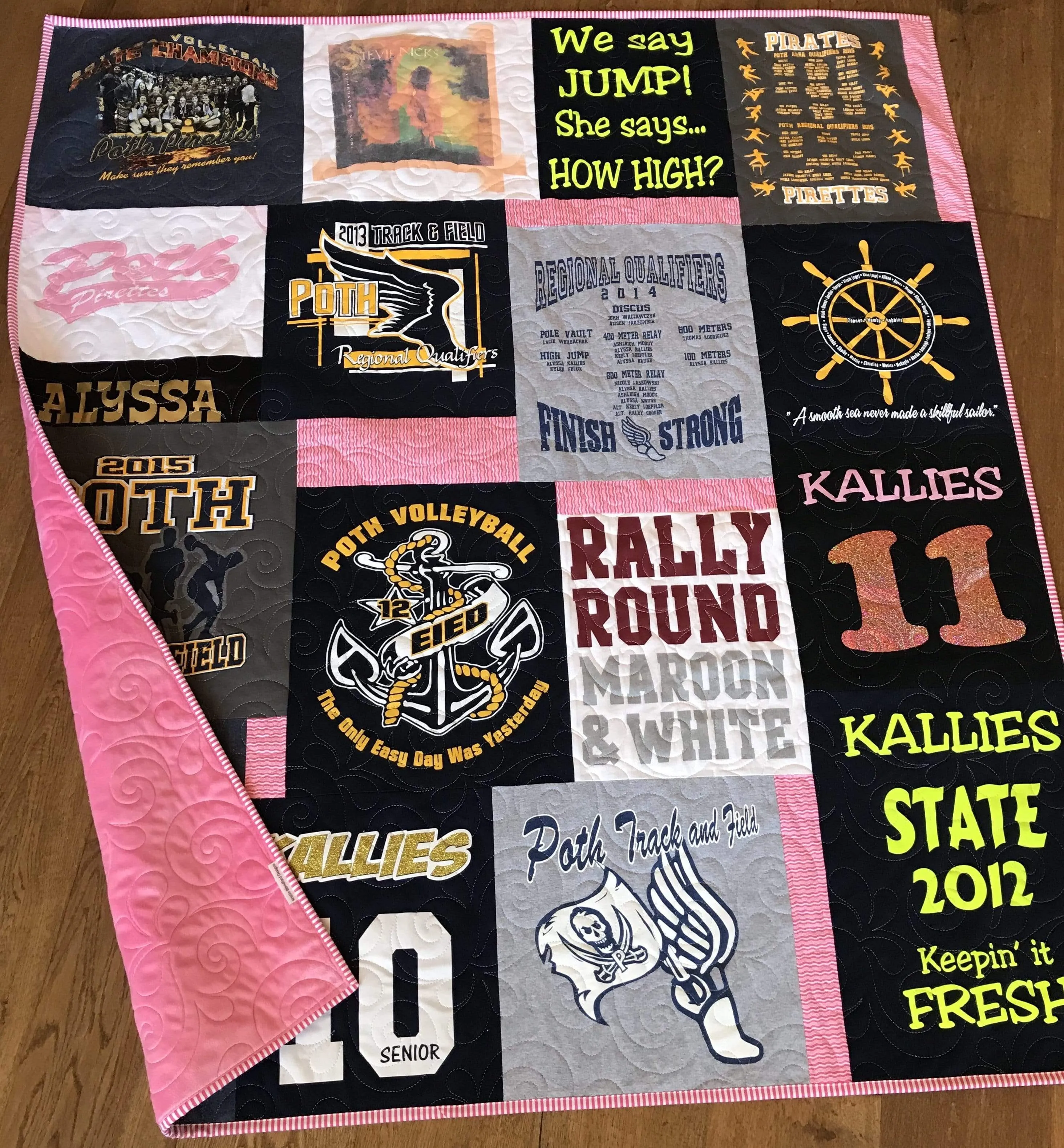 T-Shirt Quilt DEPOSIT Custom Memory Blanket Graduation Gift Tee Handmade Keepsake Personalized Modern Design Sport Clothing College Birthday