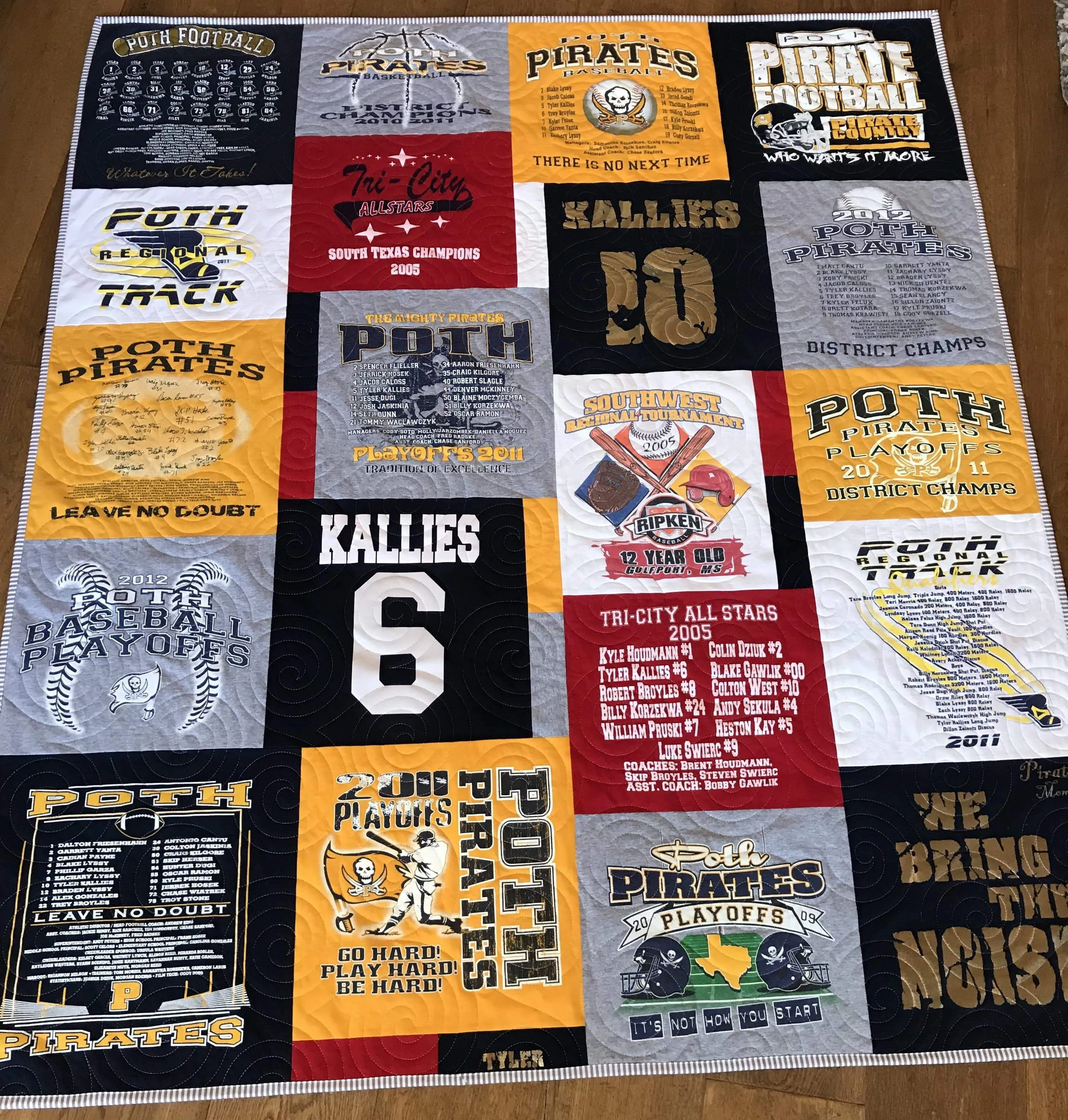 T-Shirt Quilt DEPOSIT Custom Memory Blanket Graduation Gift Tee Handmade Keepsake Personalized Modern Design Sport Clothing College Birthday