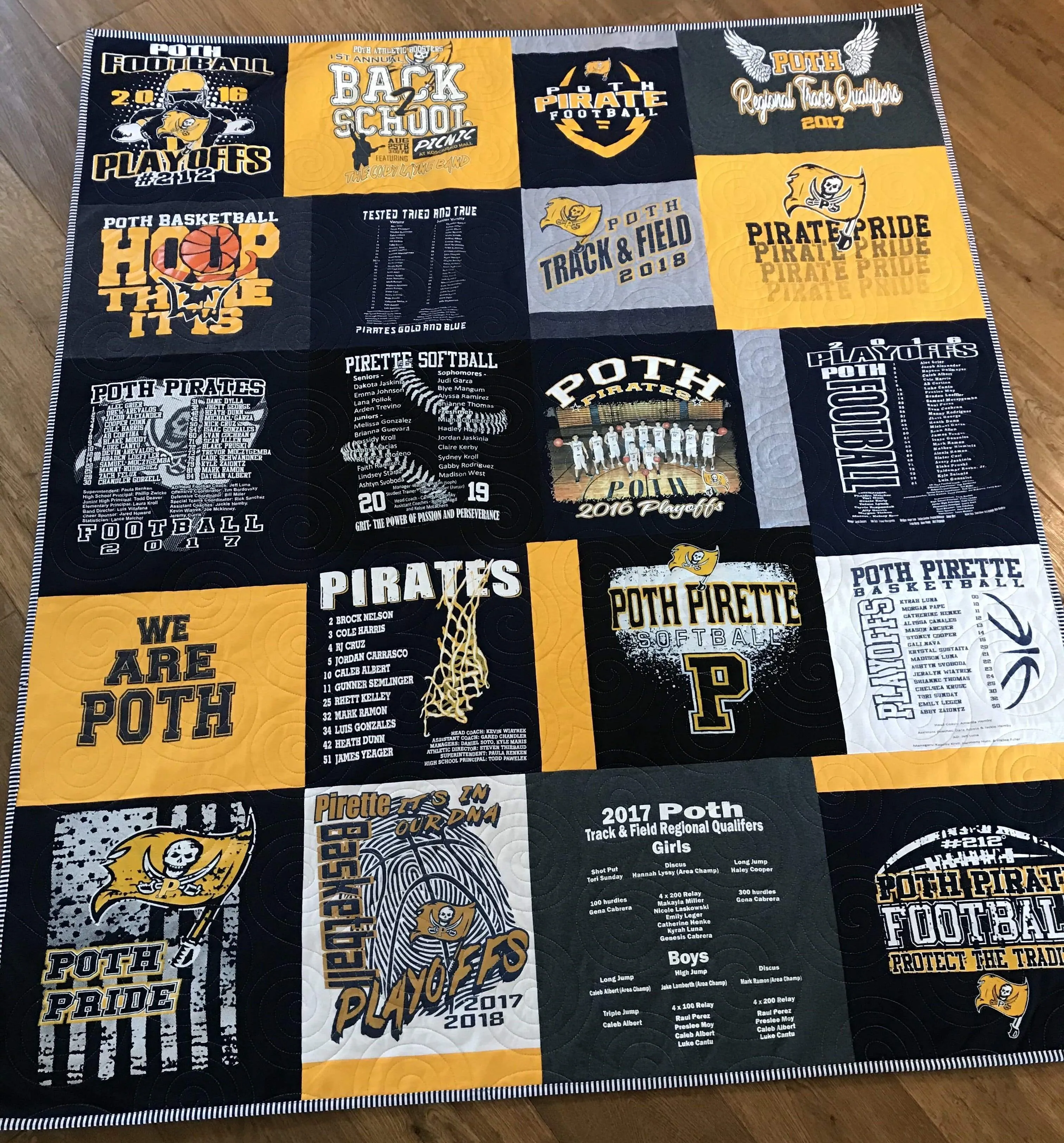 T-Shirt Quilt DEPOSIT Custom Memory Blanket Graduation Gift Tee Handmade Keepsake Personalized Modern Design Sport Clothing College Birthday