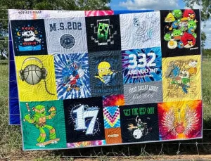 T-Shirt Quilt DEPOSIT Custom Memory Blanket Graduation Gift Tee Handmade Keepsake Personalized Modern Design Sport Clothing College Birthday