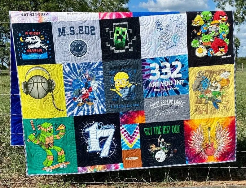 T-Shirt Quilt DEPOSIT Custom Memory Blanket Graduation Gift Tee Handmade Keepsake Personalized Modern Design Sport Clothing College Birthday