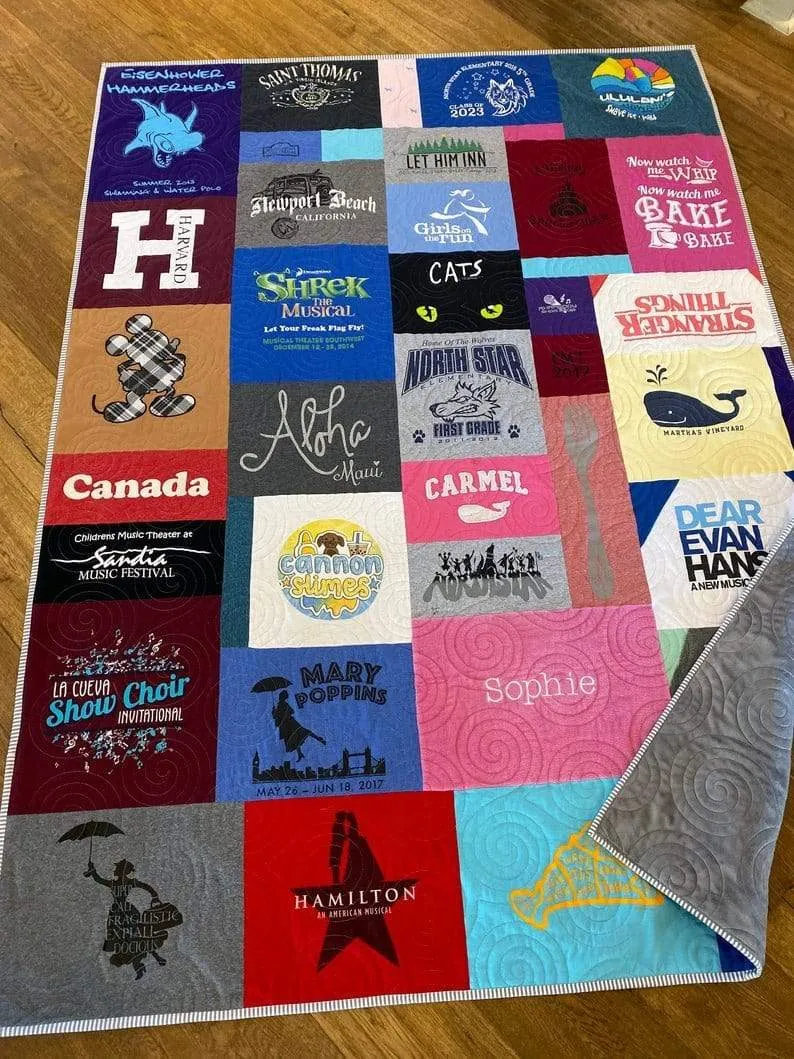 T-Shirt Quilt DEPOSIT Memory Blanket Custom Graduation Gift Tee Handmade Keepsake Personalized Modern Design Sport Clothing College Birthday