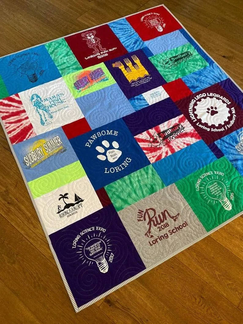 T-Shirt Quilt DEPOSIT Memory Blanket Custom Graduation Gift Tee Handmade Keepsake Personalized Modern Design Sport Clothing College Birthday