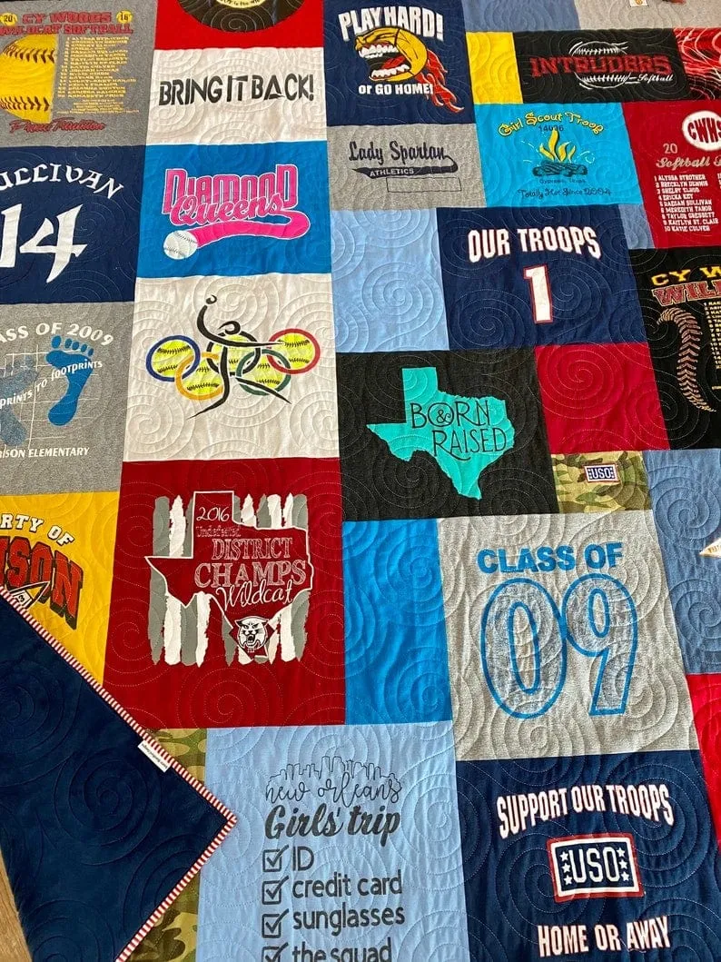 T-Shirt Quilt DEPOSIT Memory Blanket Custom Graduation Gift Tee Handmade Keepsake Personalized Modern Design Sport Clothing College Birthday