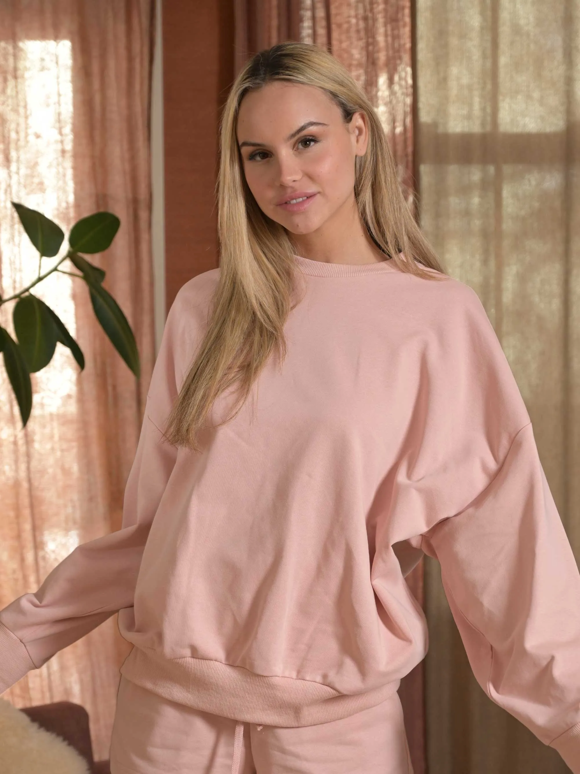 The Cozy Crush Terry Sweatshirt - Pink Beige