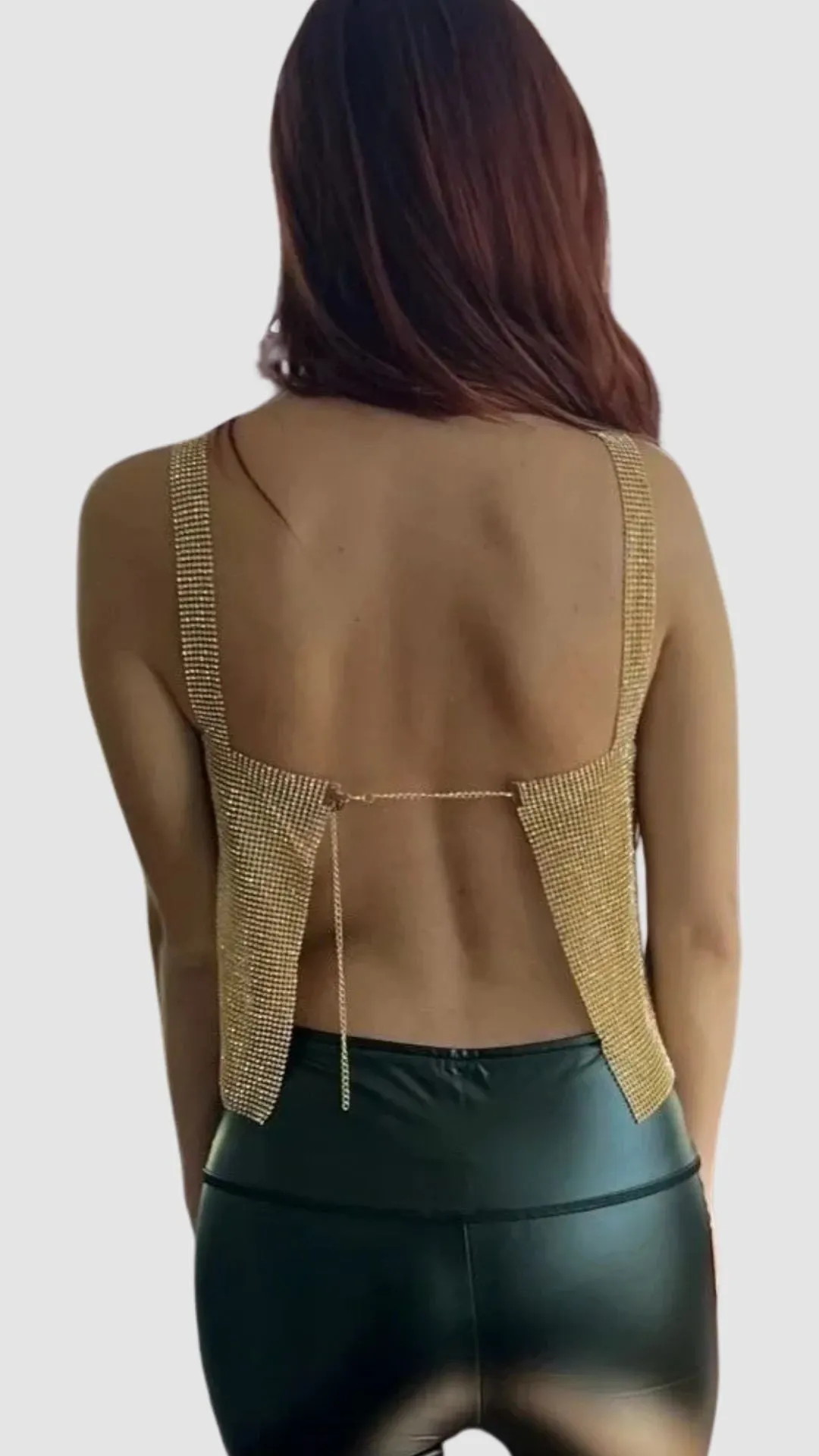 The Krystal Link Cropped Rhinestone Cropped Tank Top by I TOO
