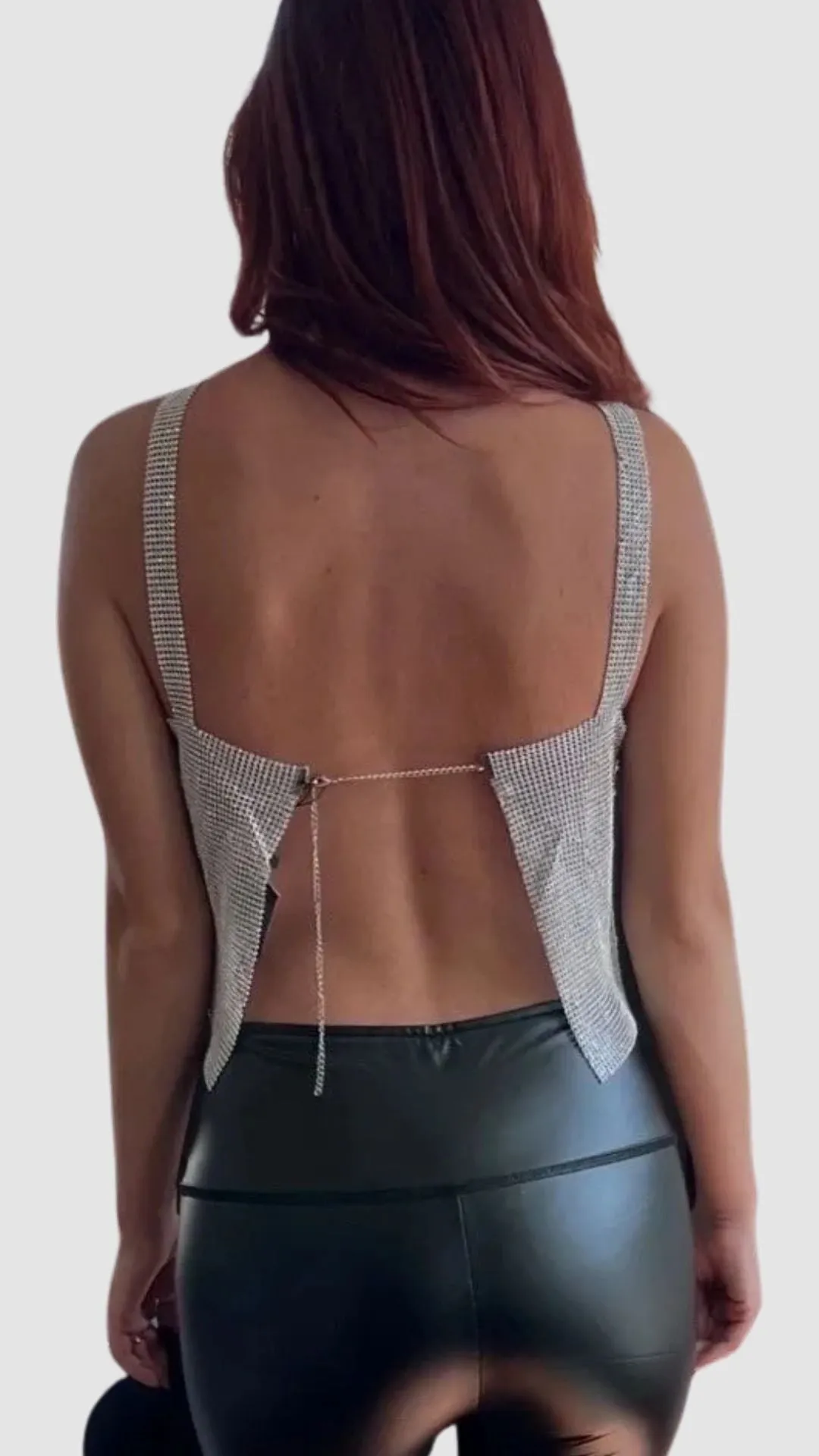 The Krystal Link Cropped Rhinestone Cropped Tank Top by I TOO