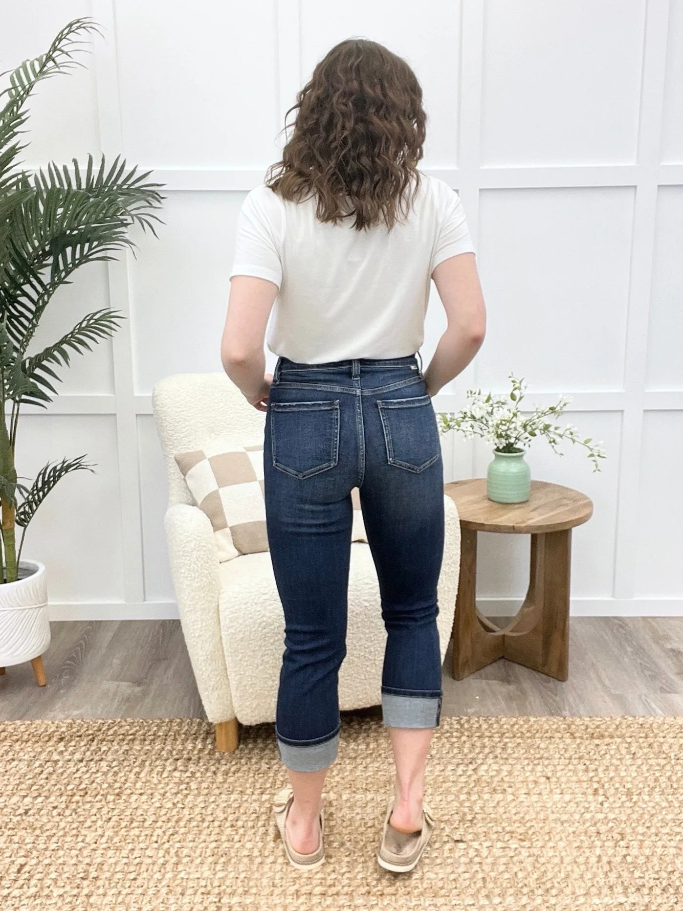 The Skylee High Rise Denim Capris by RFM