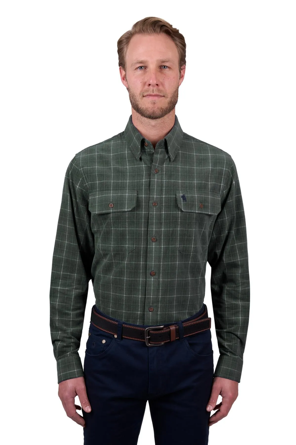 THOMAS COOK LEO THERMAL 2 POCKET LS SHIRT GREEN