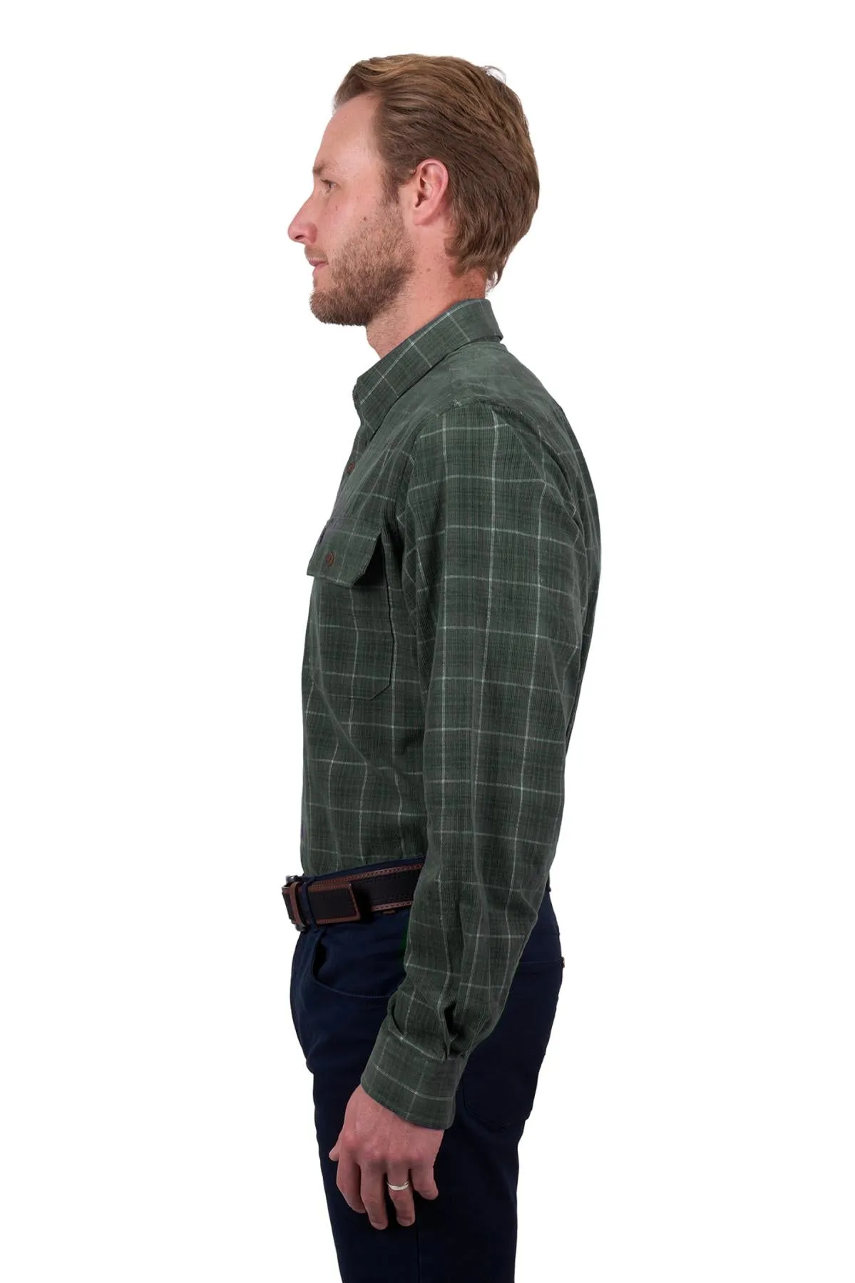 THOMAS COOK LEO THERMAL 2 POCKET LS SHIRT GREEN