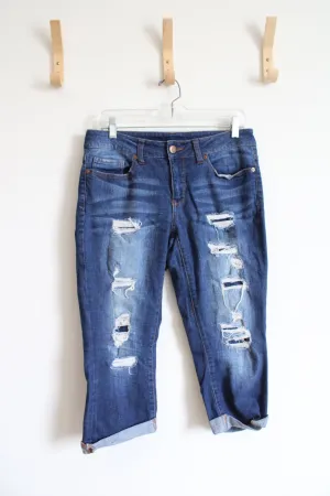Time And Tru Distressed Cuffed Jean Capri Pants | 8