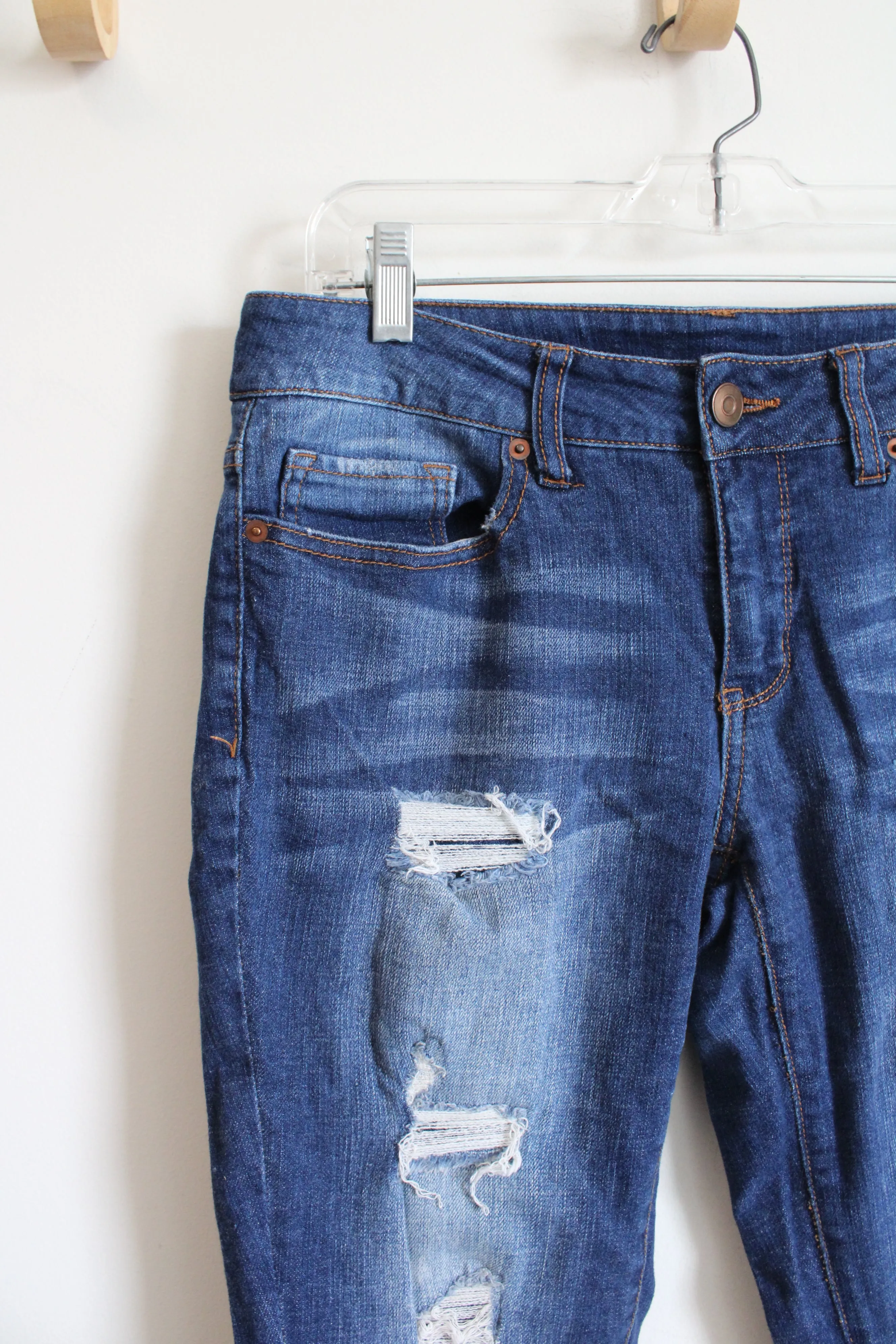Time And Tru Distressed Cuffed Jean Capri Pants | 8